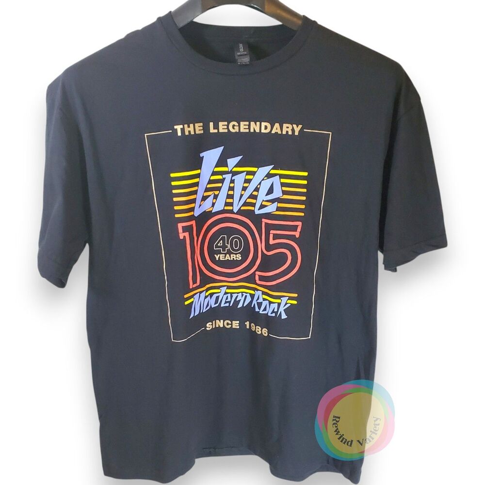 Live 105 Modern Rock Radio 40 Years Anniversary T-Shirt Black XL